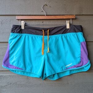 Patagonia Women's Teal and Purple Strider Trail Running Shorts Size Medium